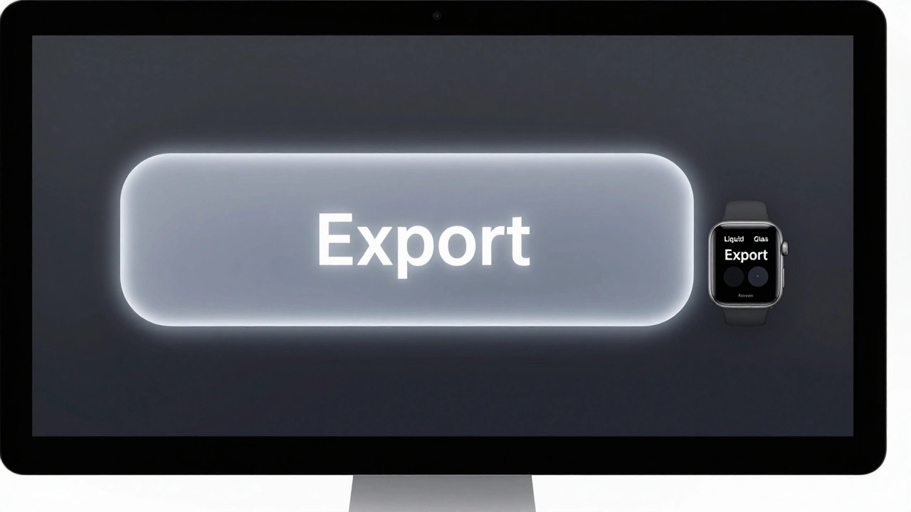 Liquid Glass controls on Mac and Apple Watch showing adaptive sizing.