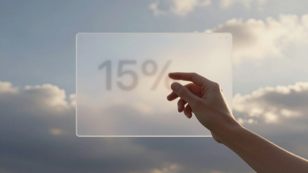 Mac desktop with floating windows and faint text, as a hand adds a subtle gradient to improve readability.