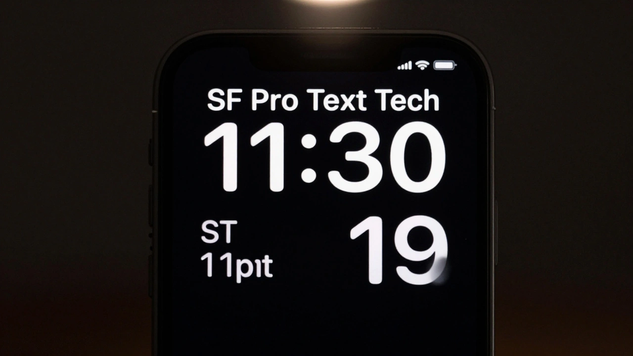 A small iPhone StandBy widget with white text on black background showing time and temperature.