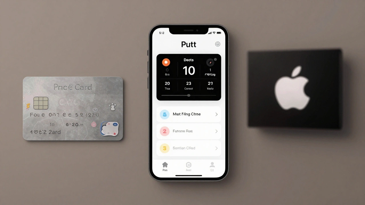 Apple logo subtly present on Apple Card, fitness app, and Apple TV with unified design language.