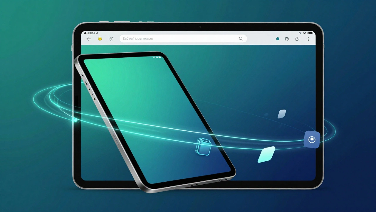 iPad rotating as sidebar transforms into tab bar with smooth animated transition.