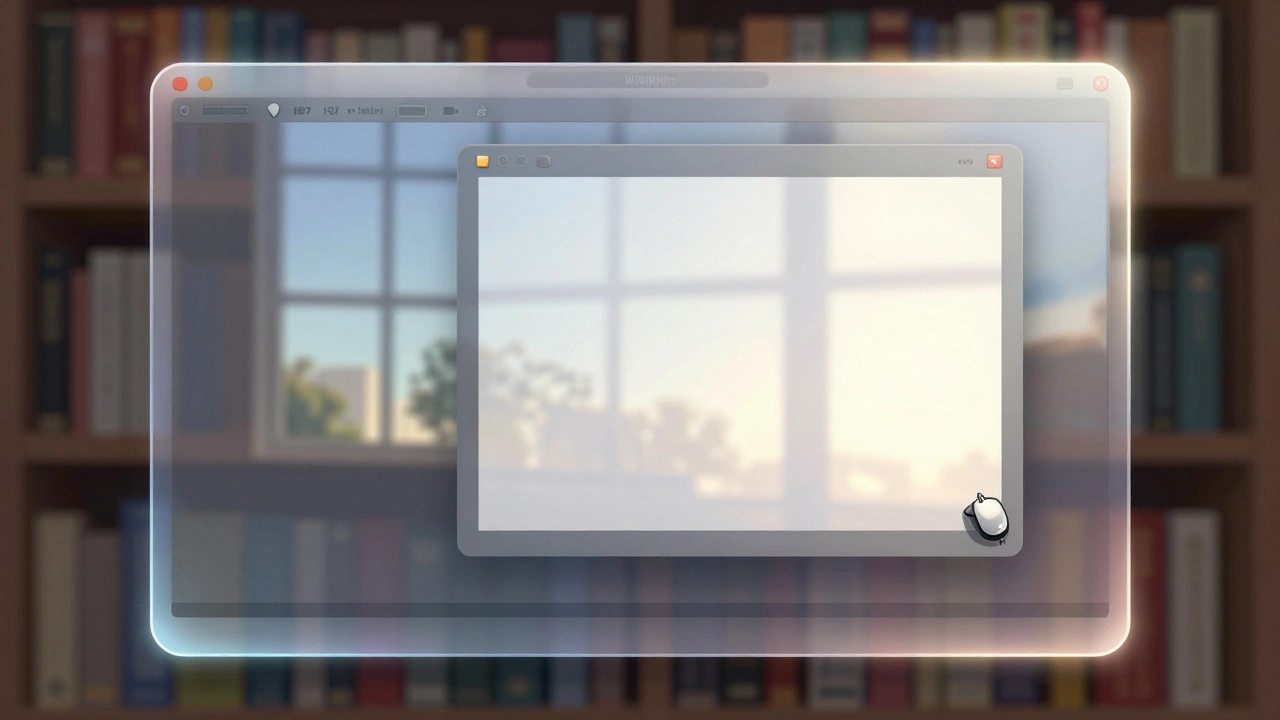 Mac sidebar with translucent Liquid Glass borders letting wallpaper glow gently behind, illuminated by ambient light.