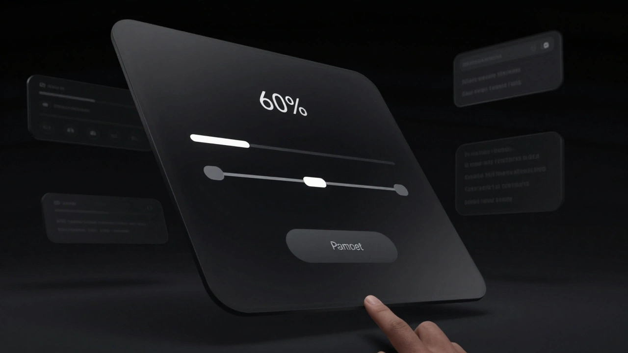 Modal sheet rising from bottom of visionOS interface with rounded corners and dark backdrop in 3D space.