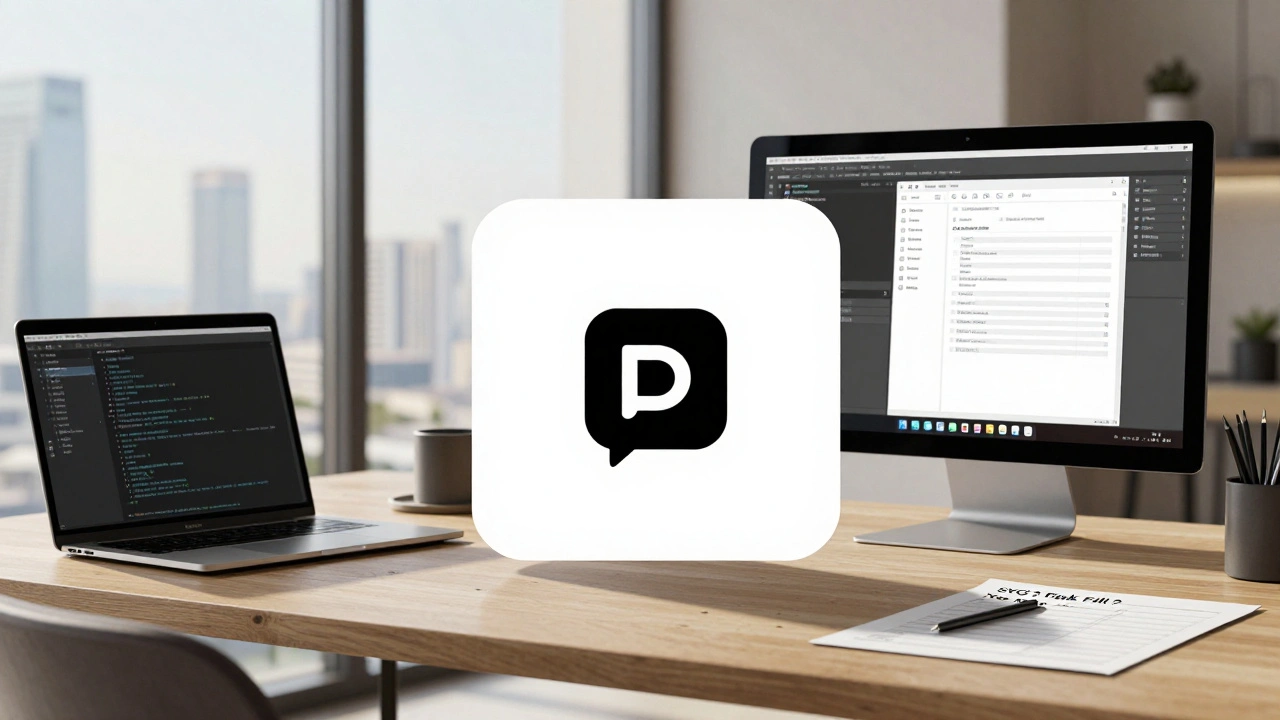 A designer at work with a MacBook showing Xcode, a Sketch file, and a checklist for Apple-ready assets.