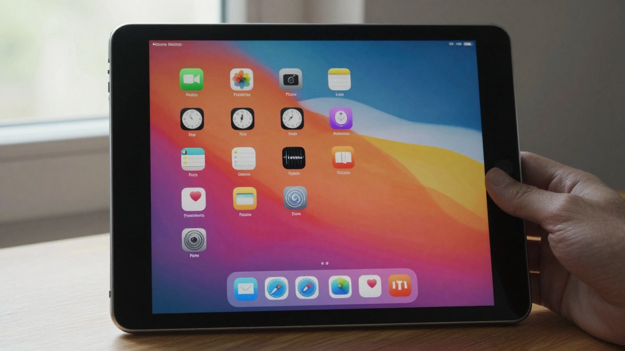 An iPad screen with animations disabled, showing calm, static icons and interface.