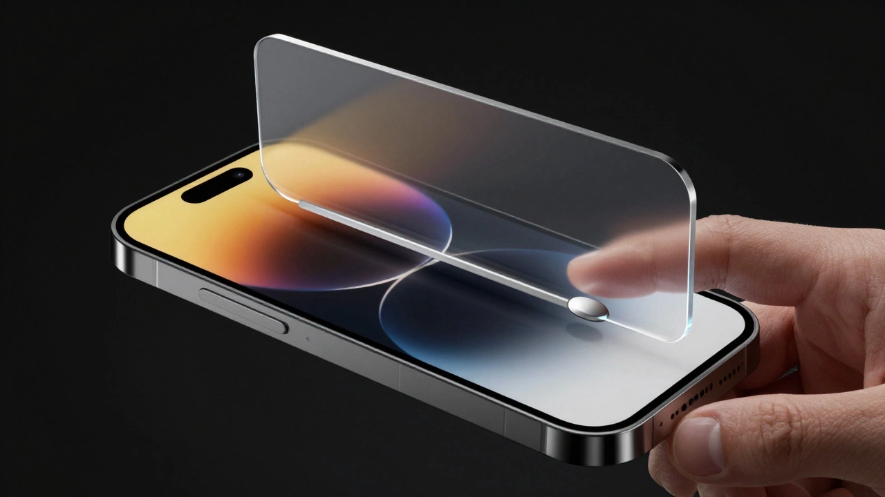 Finger tapping a Control Center slider, causing the Liquid Glass surface to flex and shift tint with realistic optical effects.