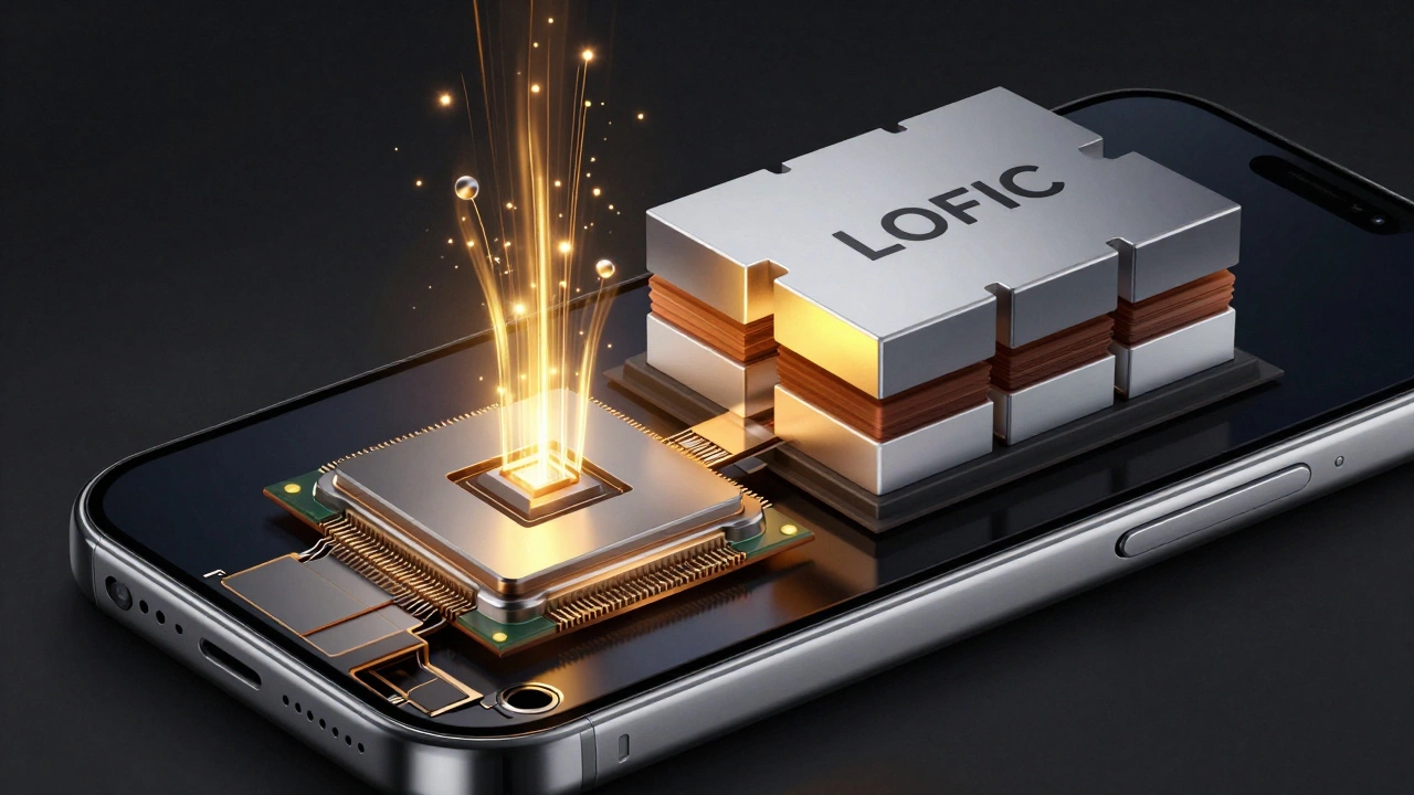Internal view of iPhone's ISP chip processing raw sensor data with layered pixel charge structures.