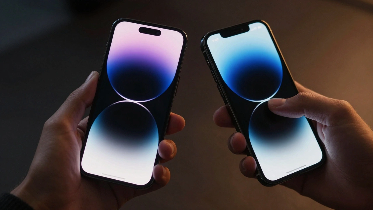 Locked vs unlocked iPhone showing static blurred screen versus dynamic 3D effect.