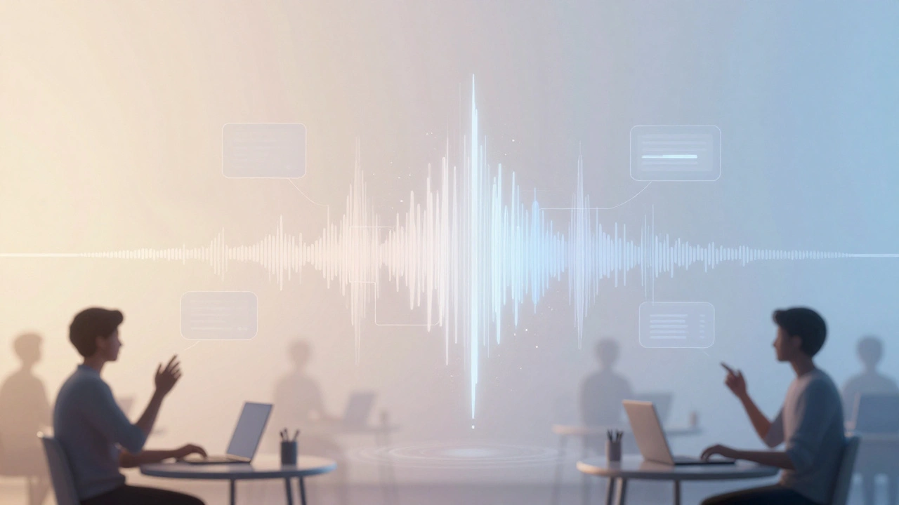 Abstract visualization of voice input technology and devices