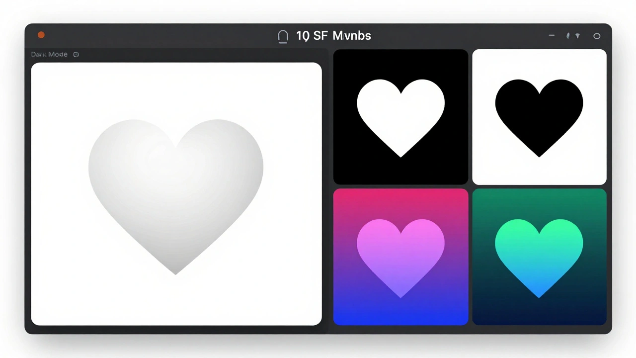 Designer copying an SF Symbol from the app into Figma while seeing it adapt across rendering modes and accessibility settings.
