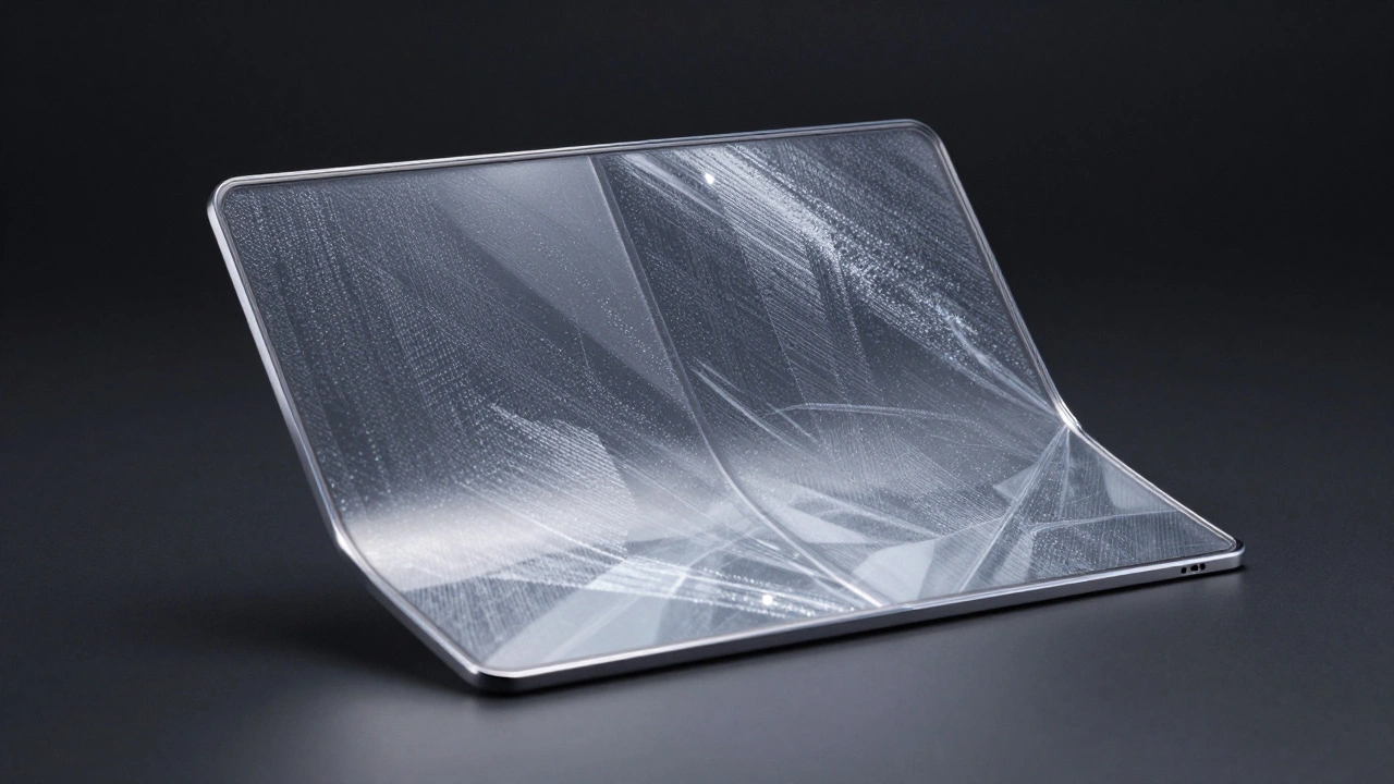 A flexible, foldable screen with a diamond-like hard crystalline surface