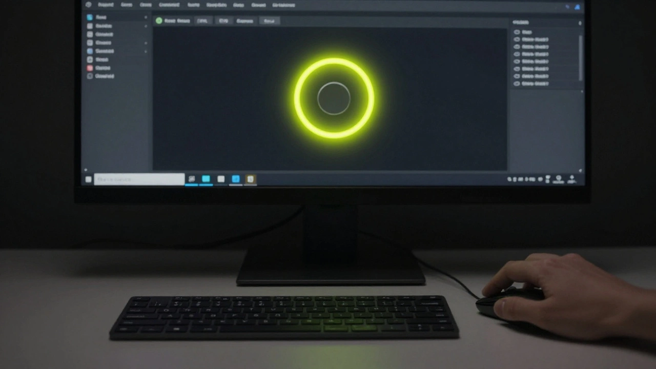 A mouse pushed aside with a high-contrast yellow focus ring highlighted on a screen