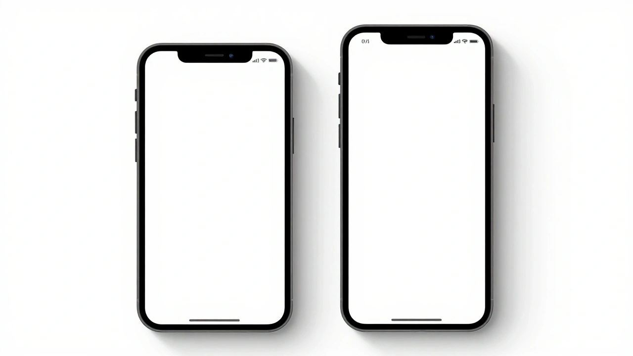 Comparison of an app layout scaling between a standard iPhone and a Pro Max model