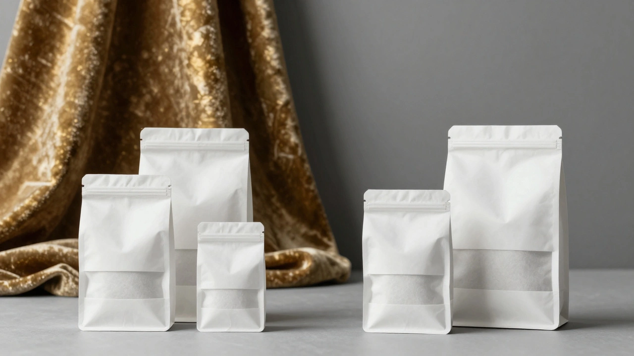 Comparison of heavy gold luxury textures versus clean, sustainable matte white packaging.