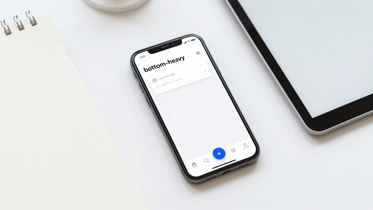 iPhone displaying a thumb-friendly app interface with bottom navigation