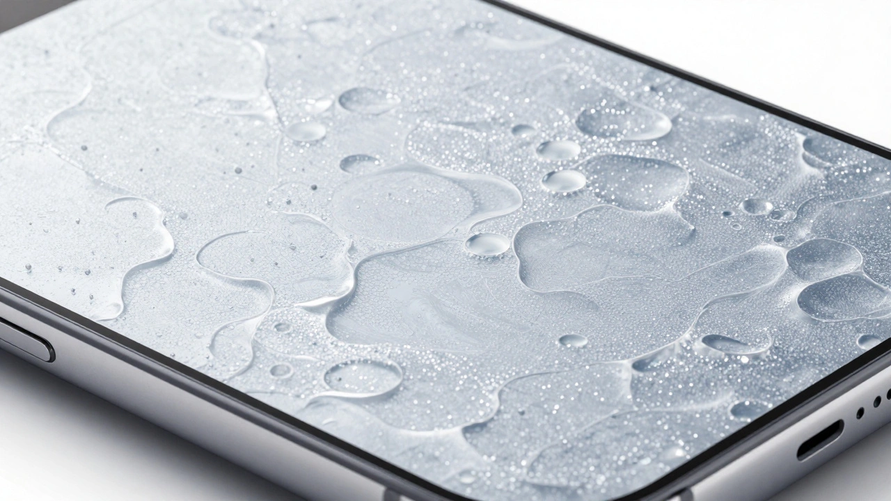 Nanoparticles filling microscopic gaps on a glass surface for a liquid coating