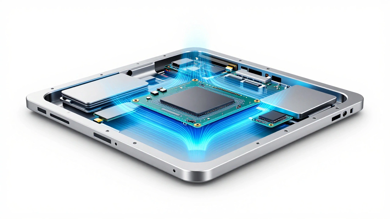 3D render of MacBook chassis flexing to absorb impact