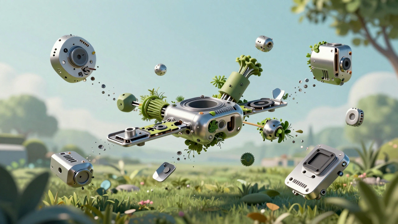 Abstract concept of modular sustainable tech components and materials