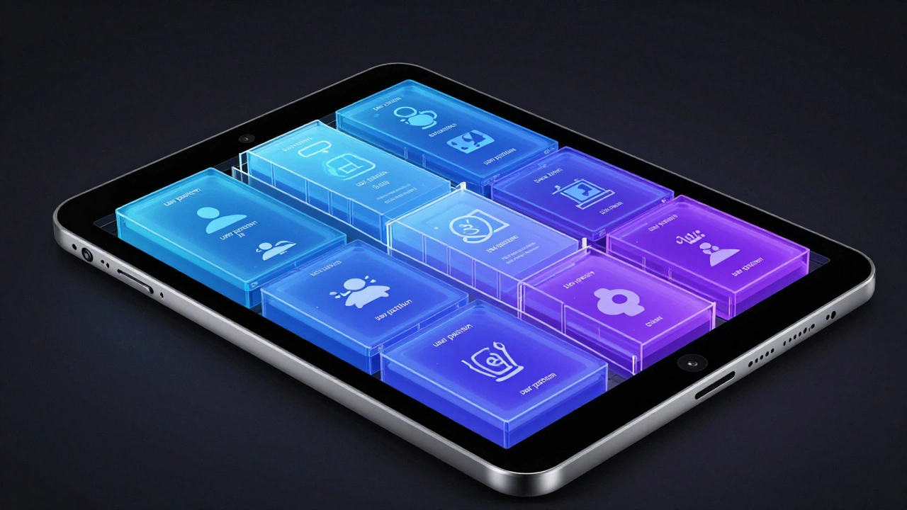 Abstract visualization of isolated user data partitions within a tablet.