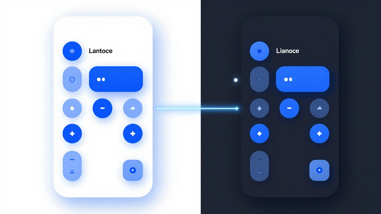 Abstract visualization of Light and Dark mode semantic colors adapting dynamically.