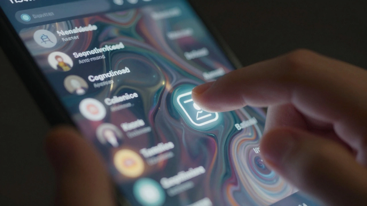 Abstract visualization of sensory overload from dynamic glass animations on a screen.