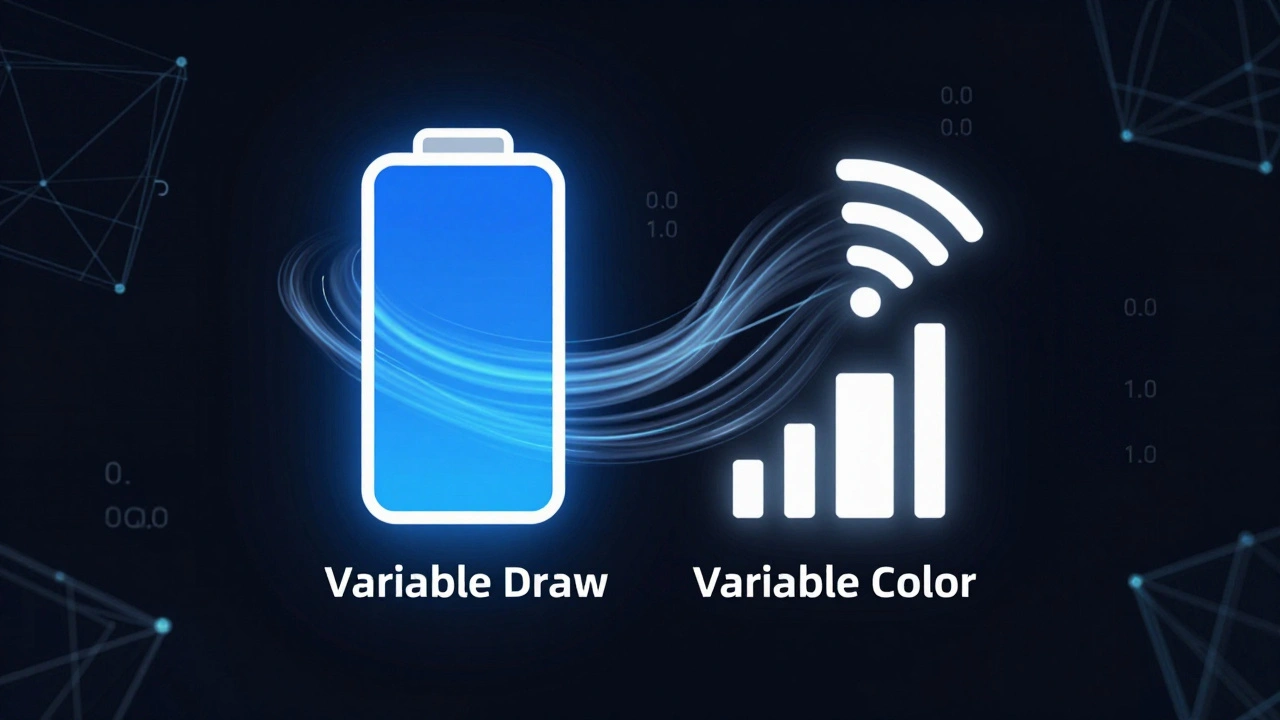 Battery and Wi-Fi icons animating with variable data values