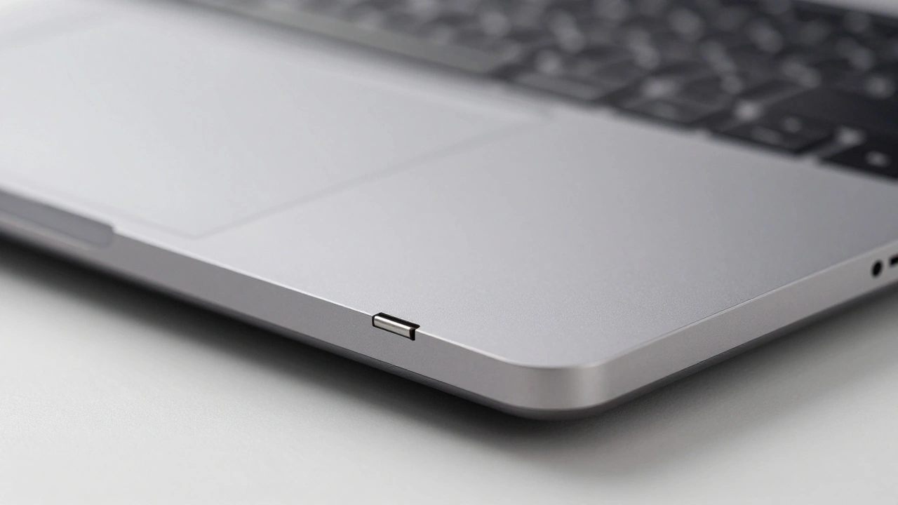 Close-up of a seamless aluminum laptop chassis highlighting precision engineering