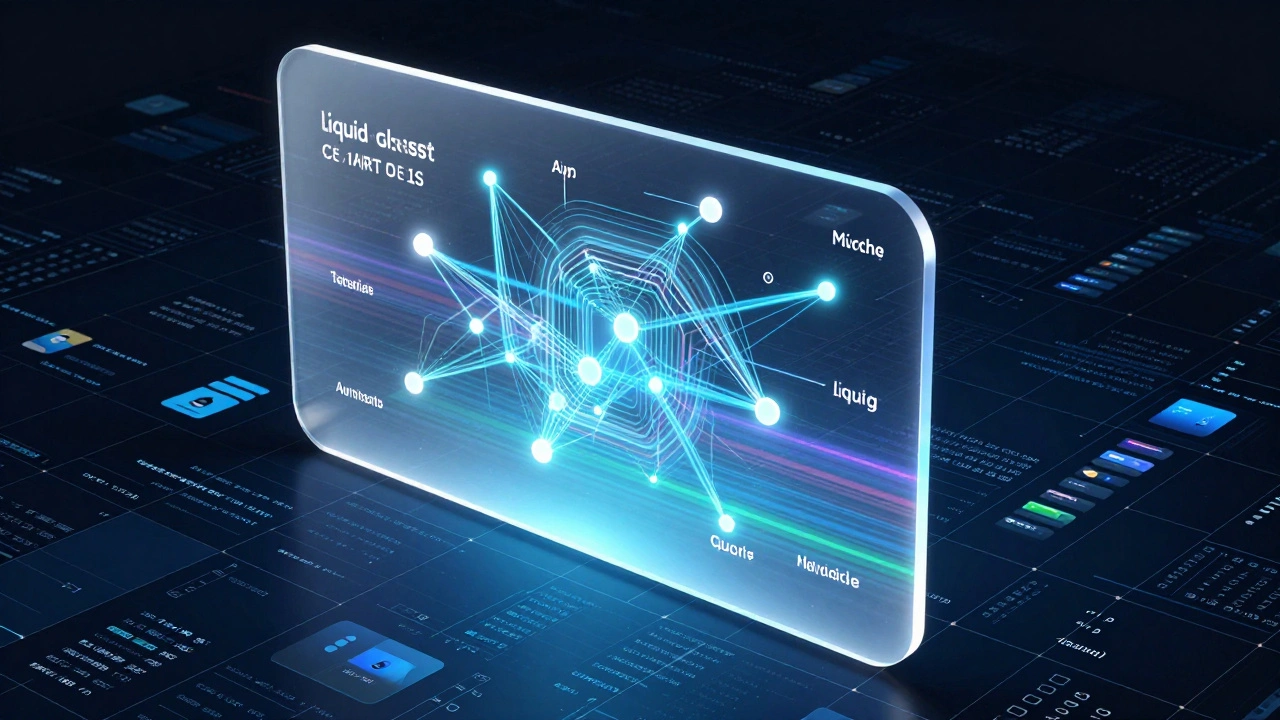 Futuristic tech illustration showing light-bending algorithms and desaturation within a translucent UI layer.