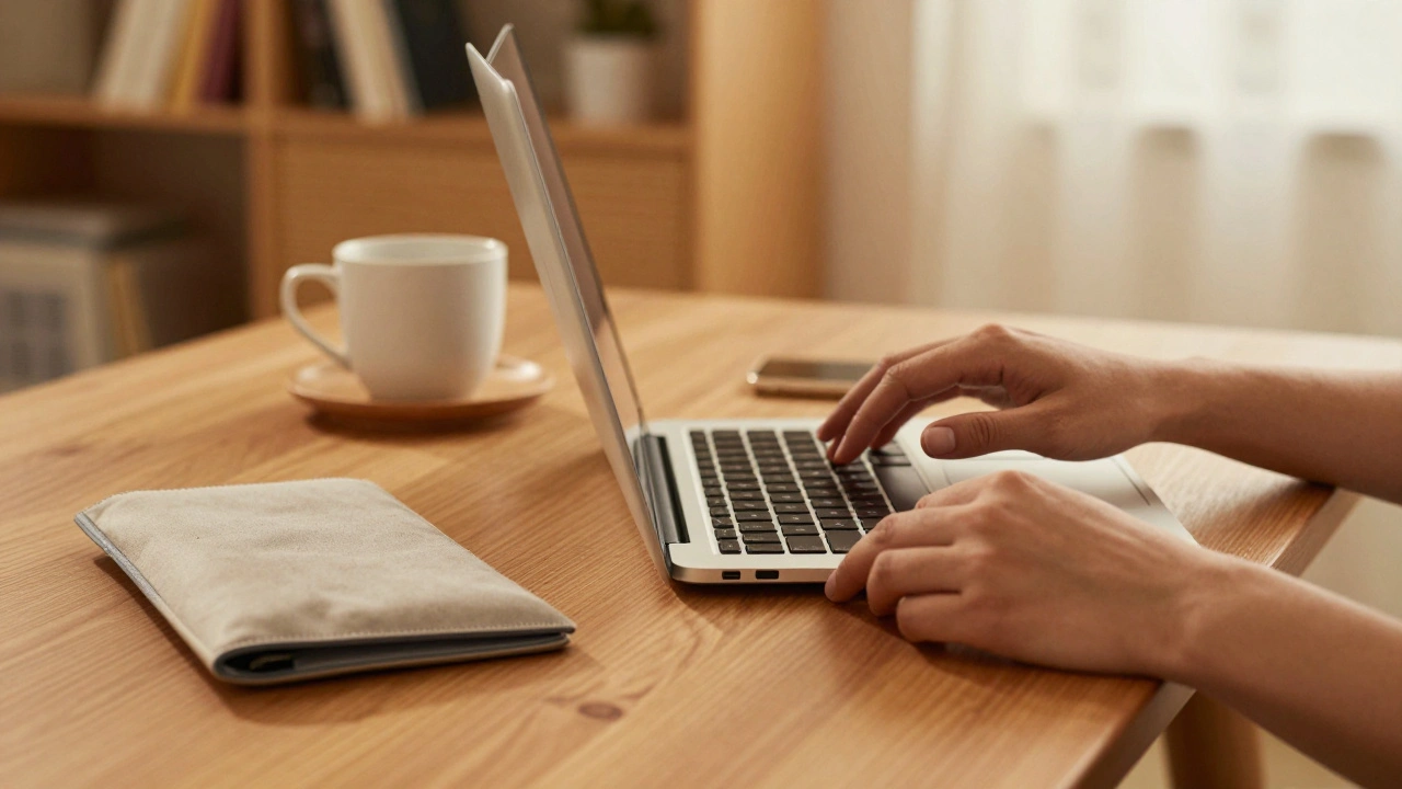Person correctly opening MacBook to protect hinges