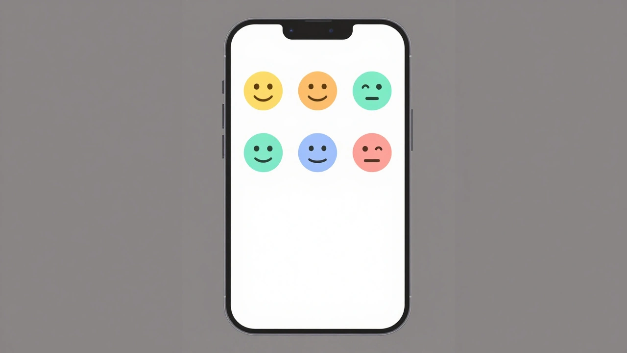 Simplified phone interface with large emoji icons for accessibility