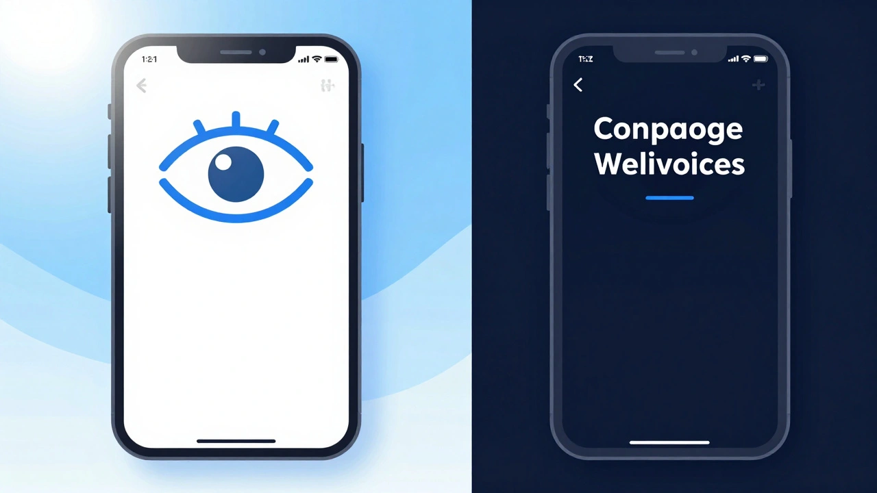Smartphone screen comparison showing high contrast readability