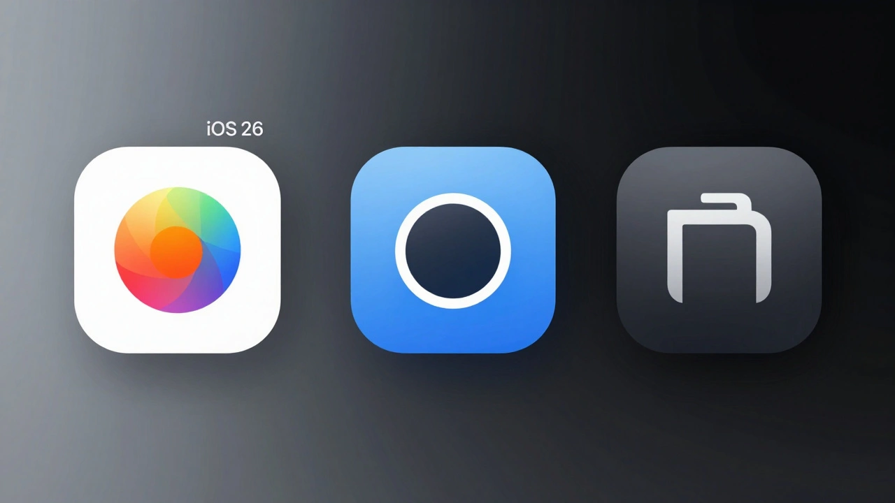 Three adaptive app icons in light, dark, and tinted modes