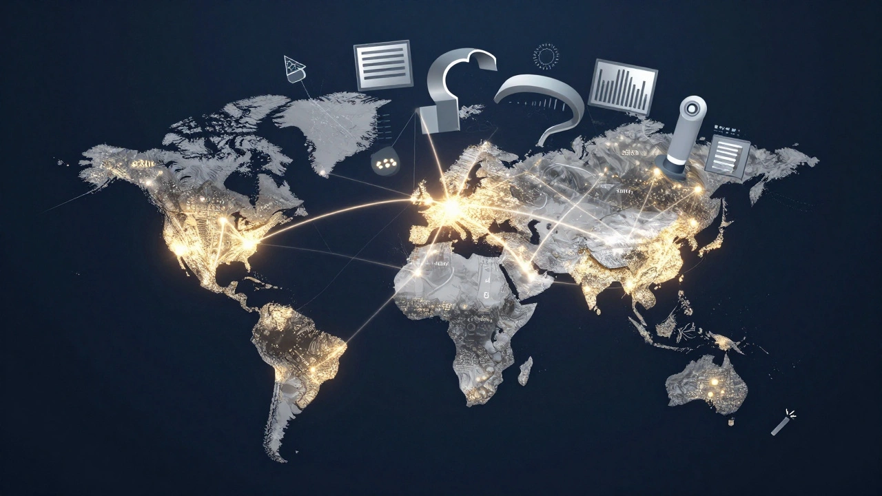 Abstract globe showing connected global teams and unified design elements.