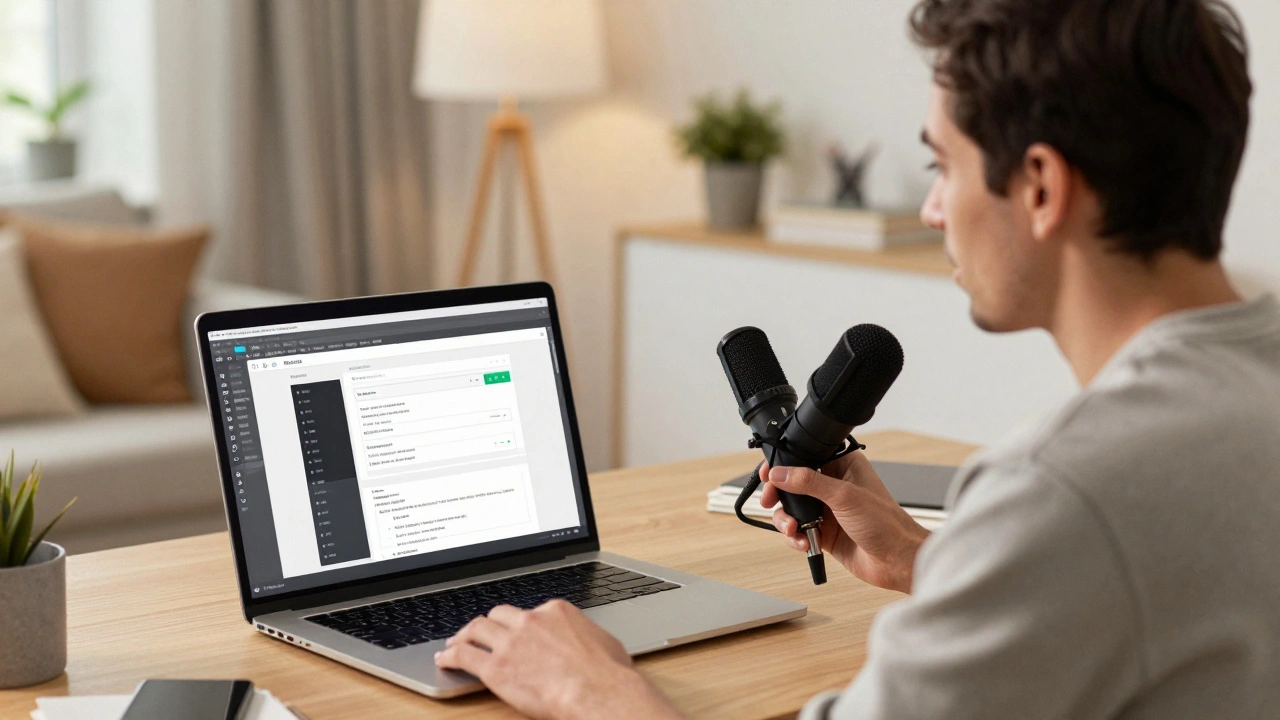 Designer conducting a remote portfolio review via video call with UI designs visible.
