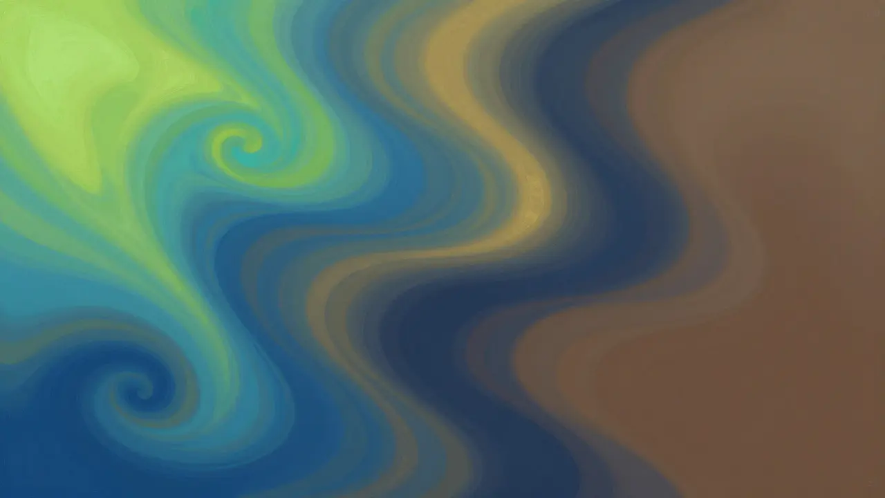 Abstract art transitioning from bright colors to muted earth tones