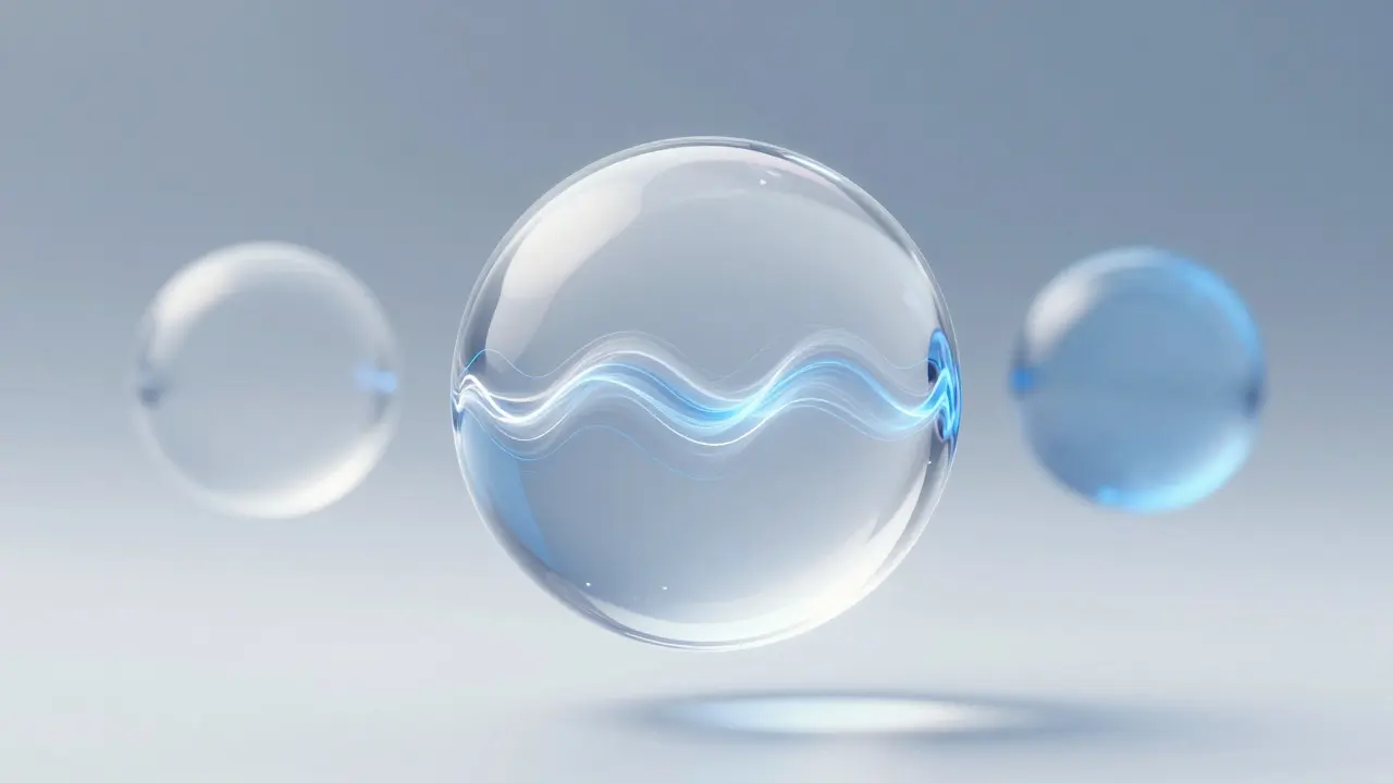 Abstract glass spheres showing different AI processing states with rippling light effects