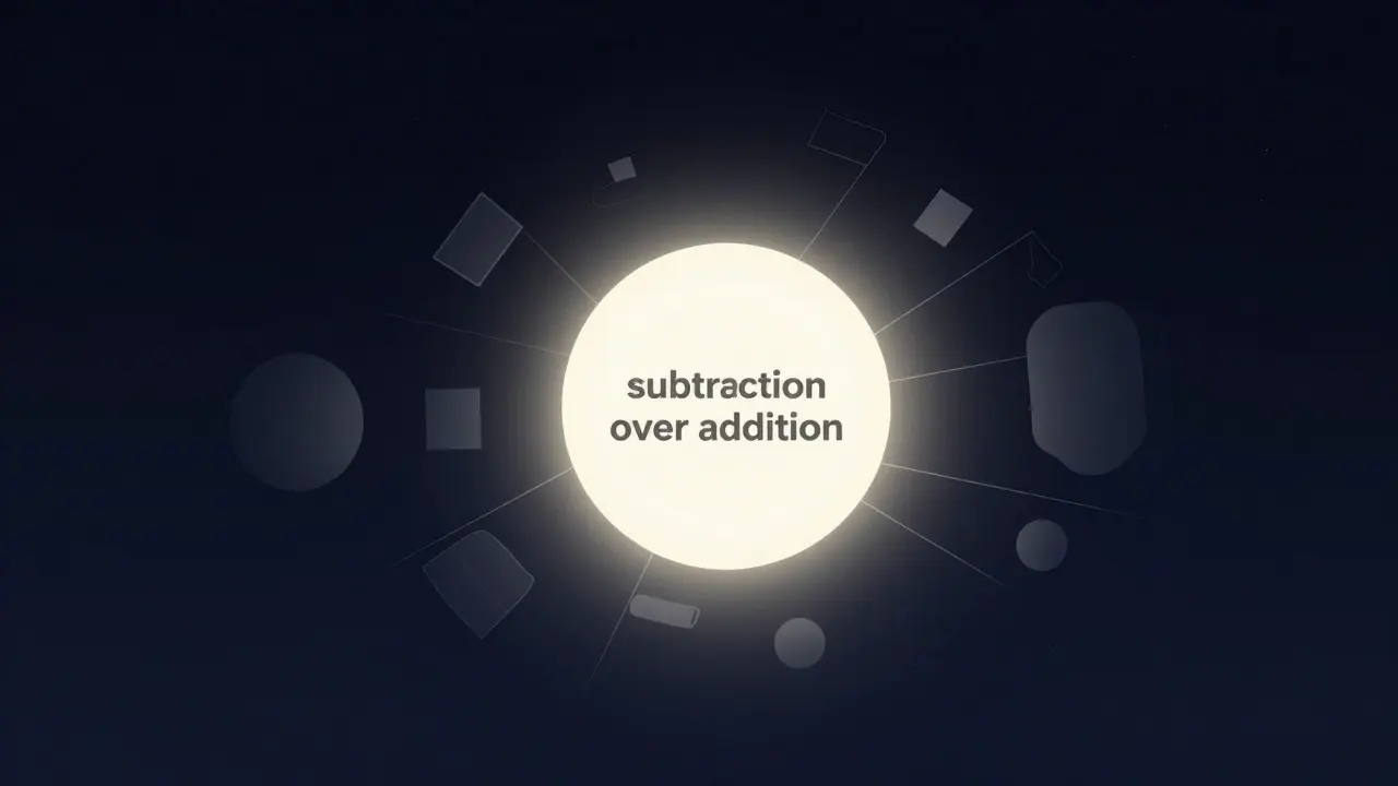 Abstract illustration of a glowing sphere representing a product, with fading shapes symbolizing removed features