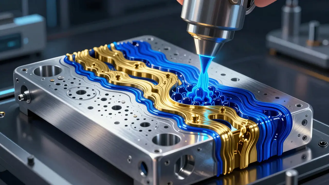 Artistic visualization of dye injection during the anodization of recycled metal