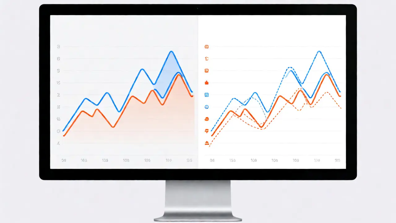 Comparison of charts using color versus patterns for accessibility