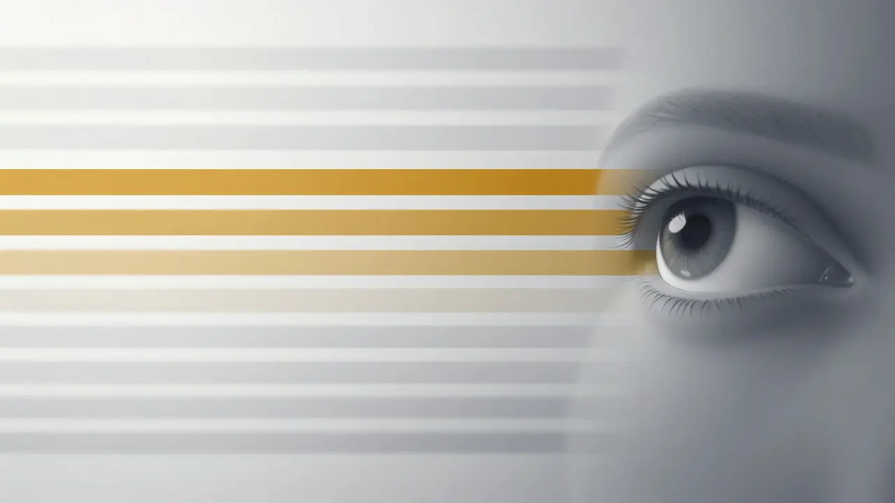 Conceptual illustration of an eye scanning text lines, highlighting the optimal reading width in amber