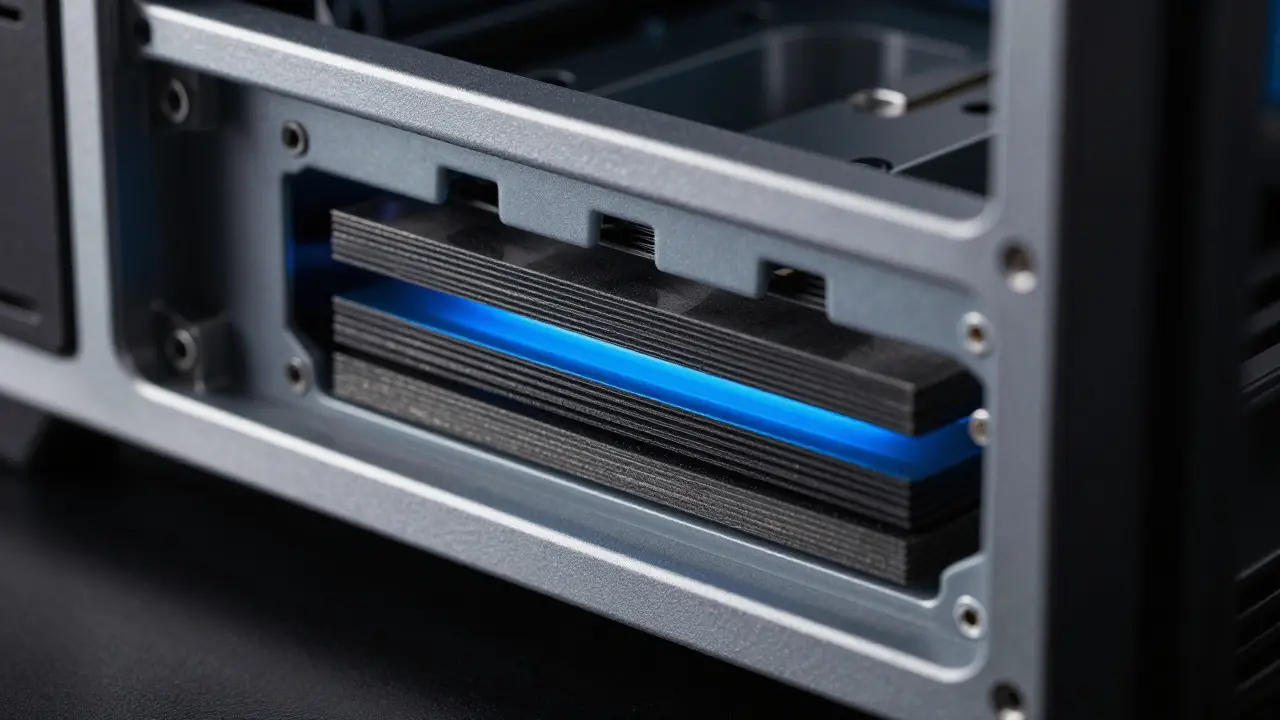 Cross-section of a phone showing hybrid metal and composite layers