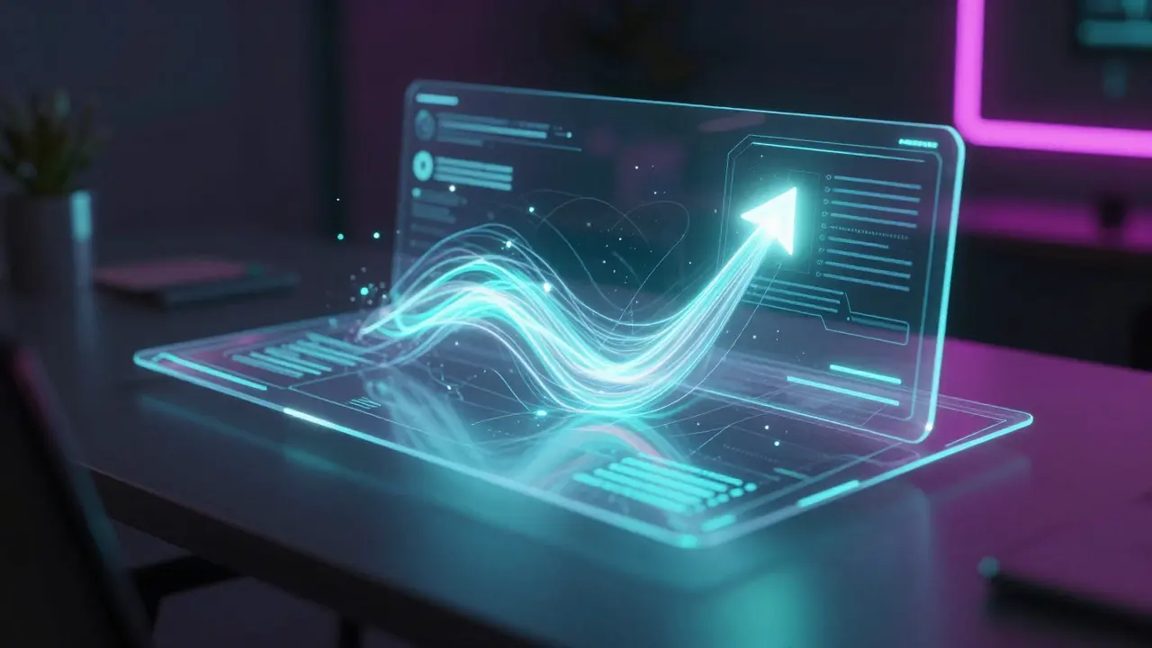 Holographic futuristic interface with dynamic light streams