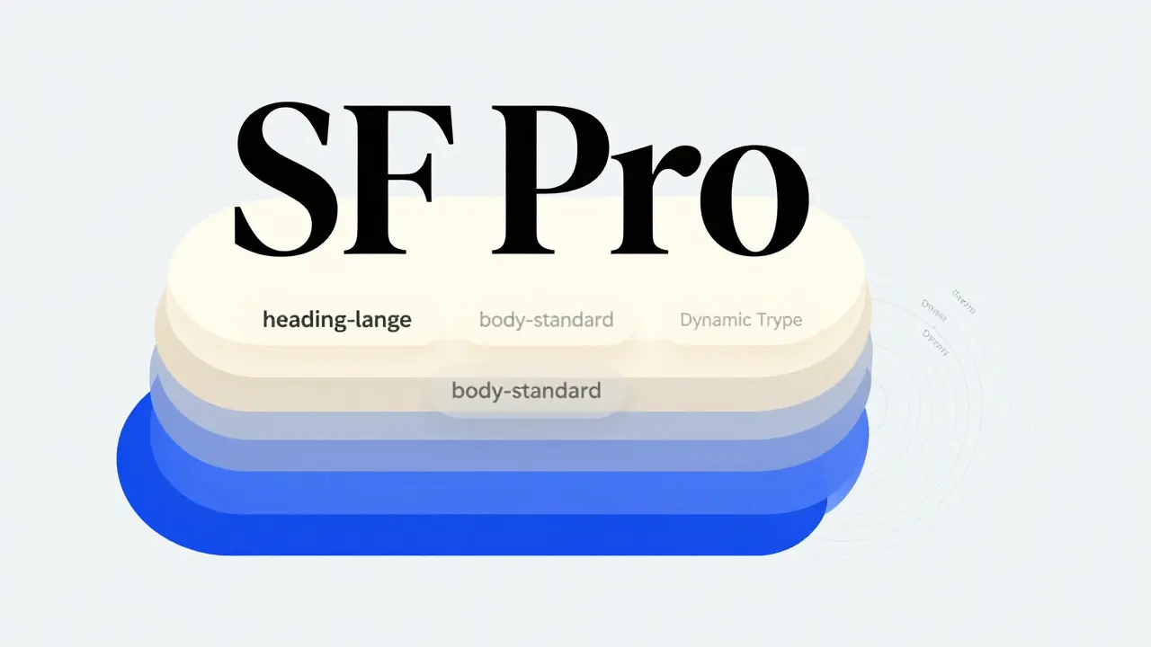 Layered illustration showing typography and color token hierarchy