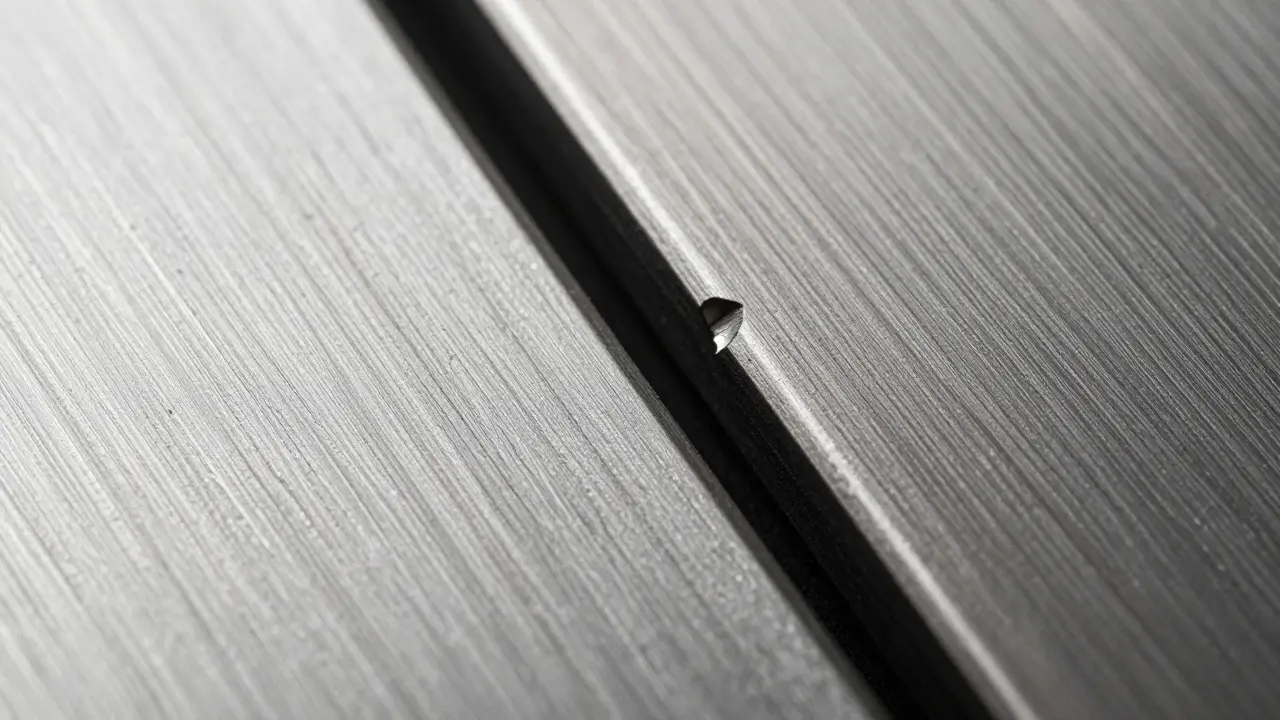 Macro view of scratch textures on aluminum and brushed steel surfaces