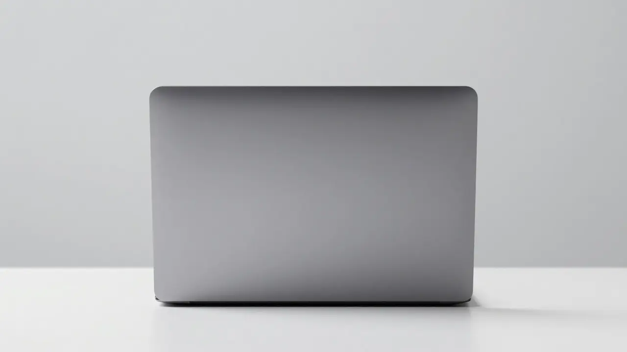 Modern Space Gray MacBook on a minimalist white surface
