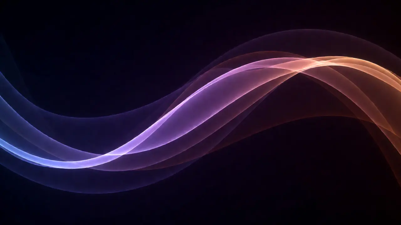 Abstract glowing light trails visualizing ease-in-out animation curves.