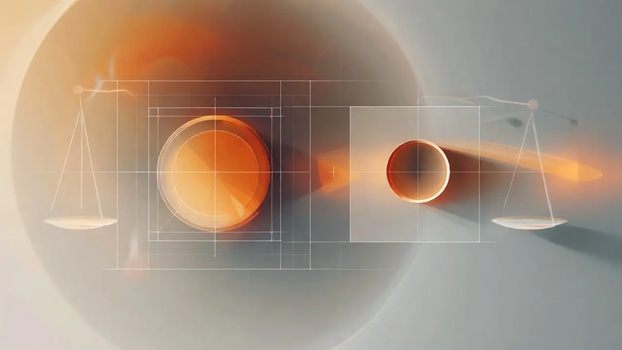 Abstract illustration comparing optical balance of circle and square icons.