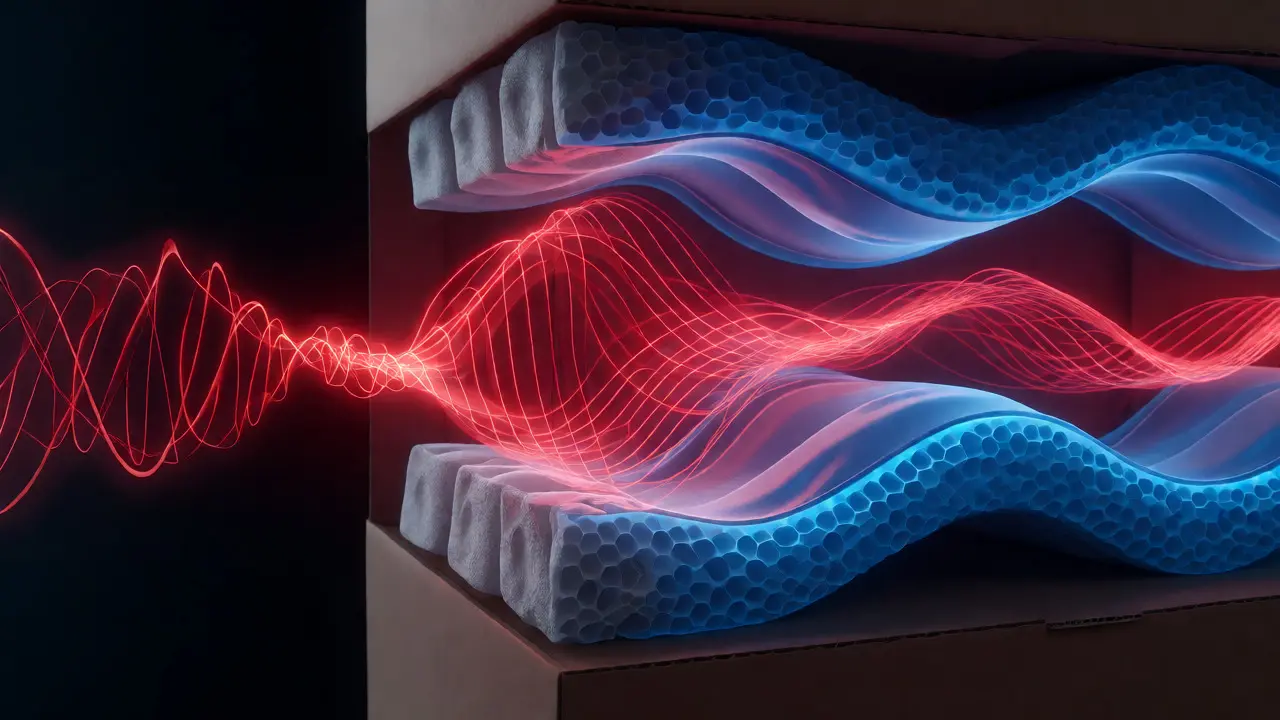 Abstract visualization of vibration energy absorption in packaging