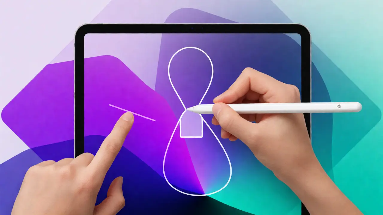 Finger and Apple Pencil interacting on iPad