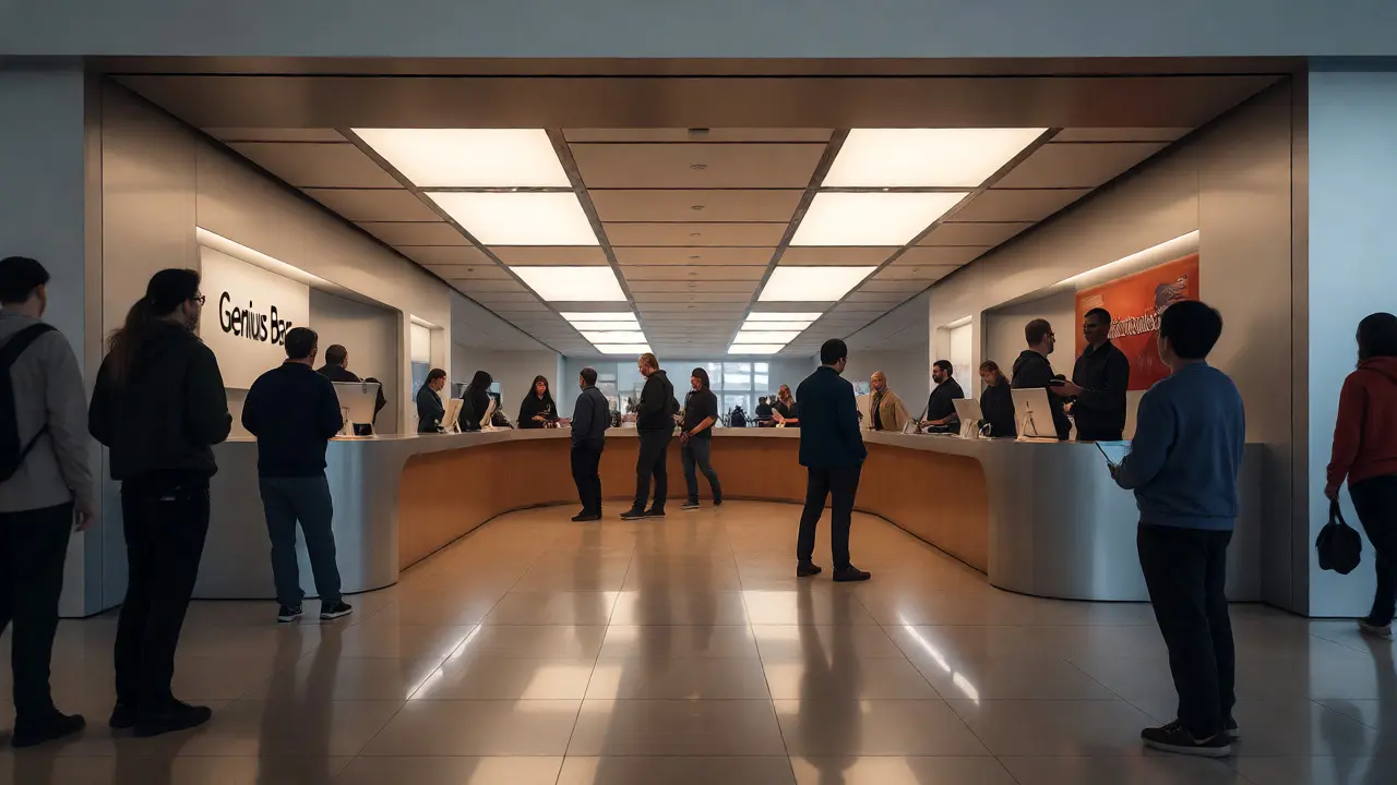 Genius Bar at rear of store acting as destination node with open sightlines